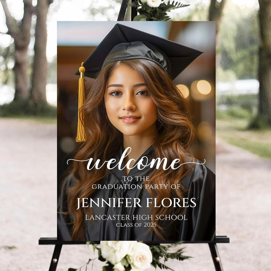 Personalized Graduation Party Welcome Sign With Photo, Graduation Decorations Senior 2025 Yard Sign, Custom Graduation Yard Signs Class of 2025, High School, College Sign For Graduation Party #13