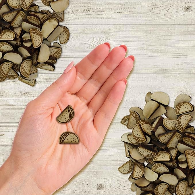 Confetti - Engraved Wood - Rustic Wooden Wedding Decor Party Table Scatter Decorations (Taco)