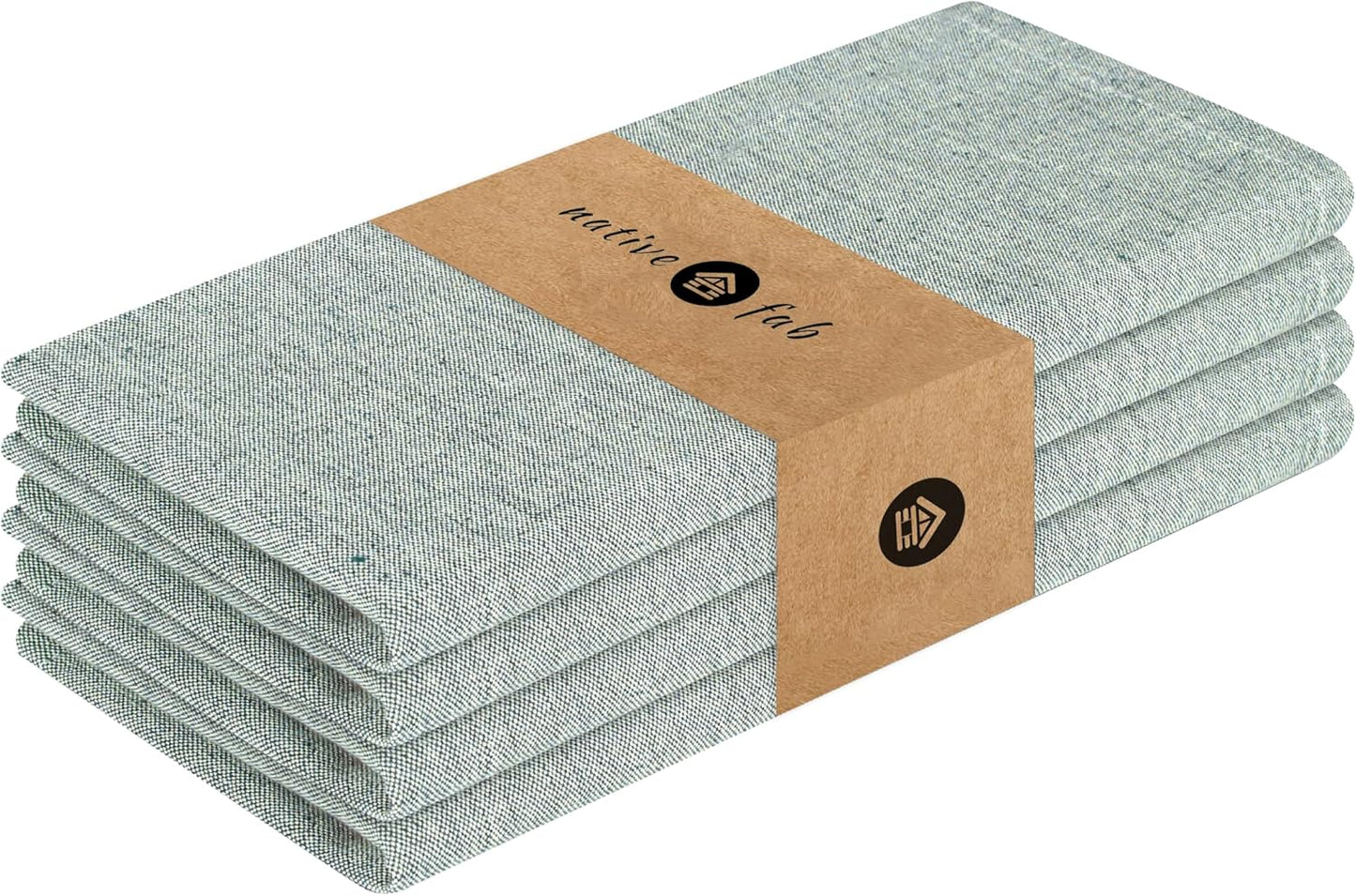 Native Fab Solid Cloth Napkin Set of 4, 100% Chambray Cotton, Washable, Reusable Dinner Cloth Napkin 17x17 inches, Table Decor Napkins for Dinner, Events, Olive Green