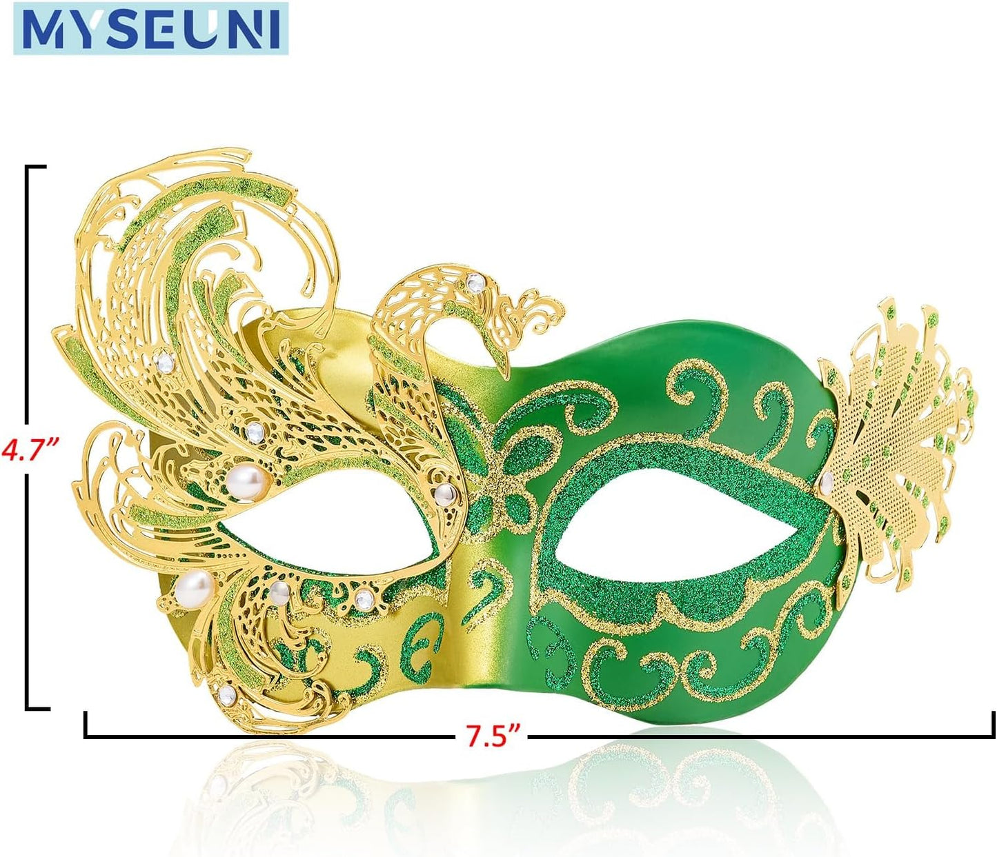 2025 New Green Masquerade Mask for Women-Butterfly Mardi Gras Mask - Peacock Metal Filigree Lady Masquerade Venetian Masks-Perfect for Halloween Parties, Costume Party, Carnivals, Wedding