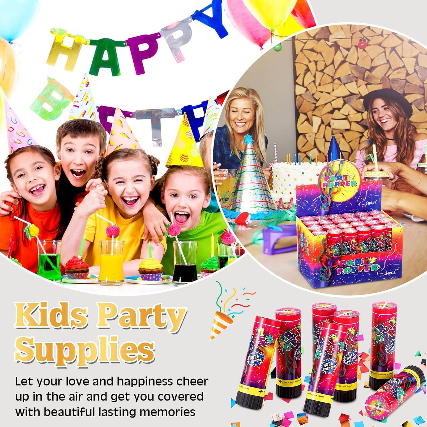 Honoson 24 Pcs Confetti Poppers Cannons Confetti Shooters Air Compressed Cannon for Wedding Birthday Party Bridal Shower Graduation Decoration Favor (6.1 Inch)