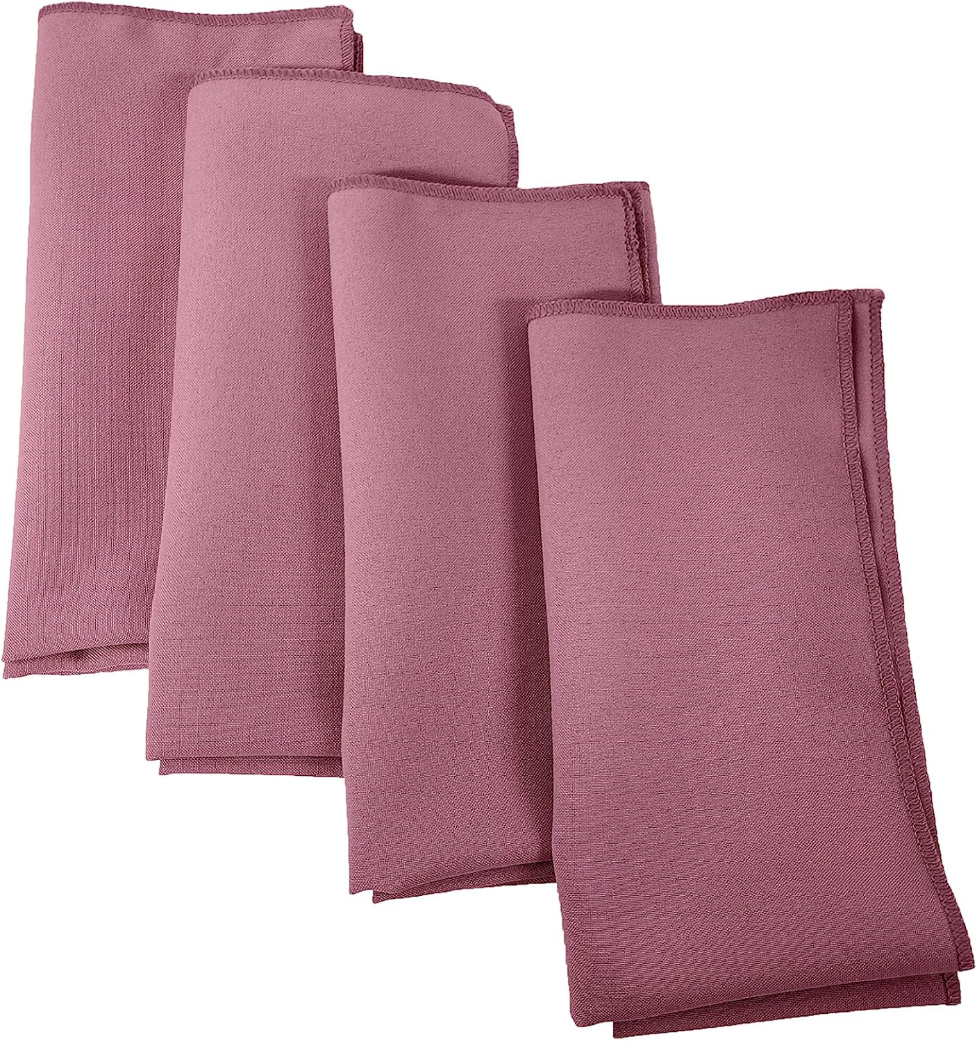 LA Linen 4-Pack Poly Blend Napkin - Soft Cloth Napkins - Washable Reusable Napkins - Stain and Wrinkle Resistance – Dinner Napkins – Wedding Napkins – Napkins for Parties - 18x18 - Dusty Rose