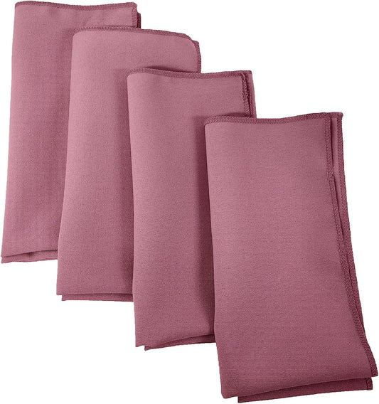 LA Linen 4-Pack Poly Blend Napkin - Soft Cloth Napkins - Washable Reusable Napkins - Stain and Wrinkle Resistance – Dinner Napkins – Wedding Napkins – Napkins for Parties - 18x18 - Dusty Rose