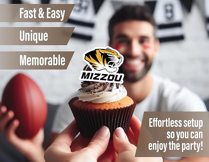 Missouri Party Supplies for Football, Birthday Gift, Graduation Party Banner and Cake Toppers (42 Pieces) (Mizzou Tigers)