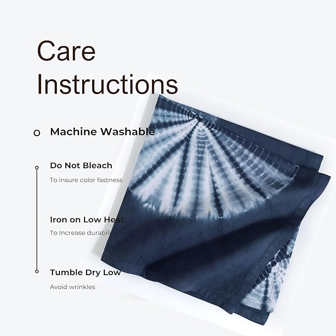 FINGERCRAFT Cloth Napkins Set of 6 Cotton Blend Tie Dye 20x20 Inch Large Size Dinner Napkins Cloth Perfect for Parties Dinners Weddings Cocktail Christmas Easter Royal Blue Circle