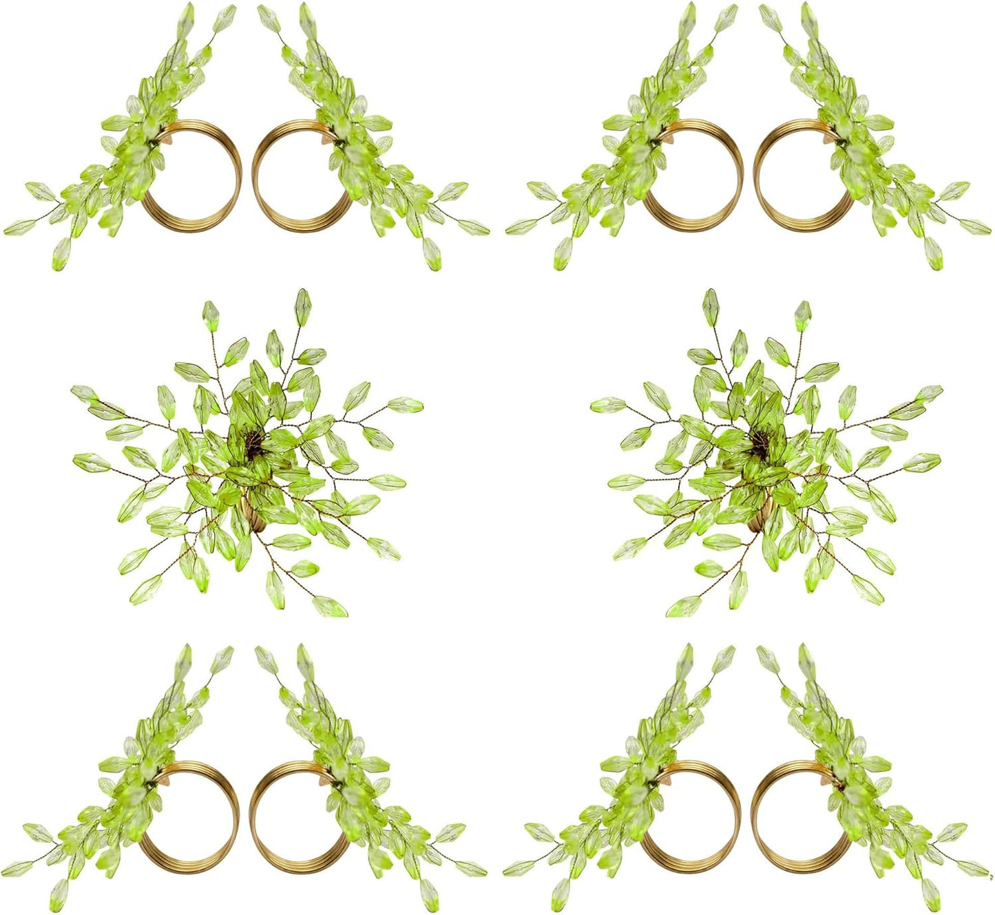 Napkin Rings Set of 12 for Dining Table Decoration Parties Everyday Metal Napkin Holder Leaf Green (Pack of 12)