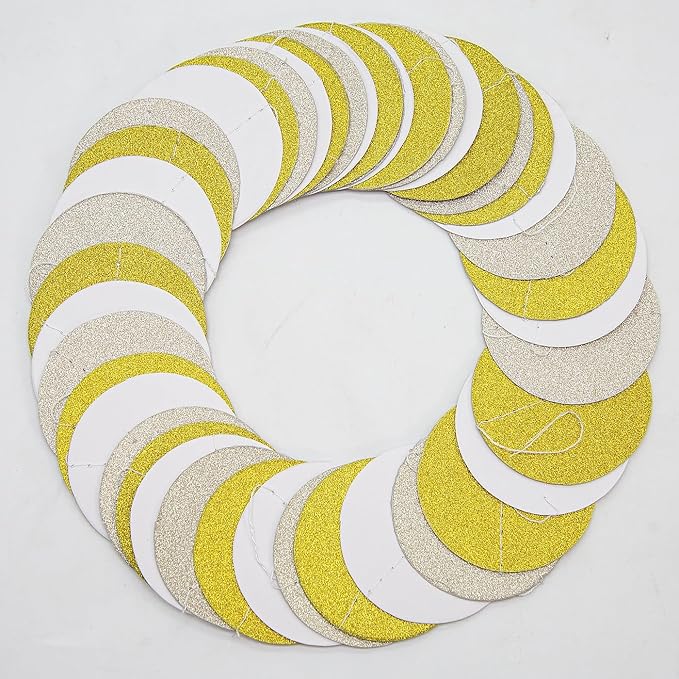 White Champagne-Gold Decorations for Party - 52Ft Paper Garland Streamer Birthday Decoration Banner Bridal Baby Shower Wedding Anniversary Bachelorette Engagement Graduation Hanging Decor Hongtongtong