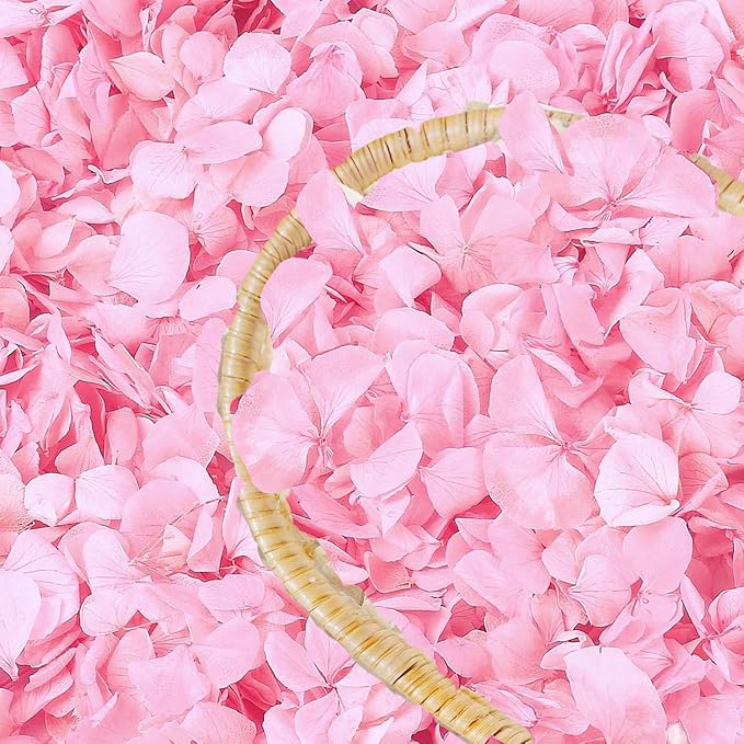 1500pcs Real Dried Pink Hydrangea Flower Petals, Natural Dried Petals for Wedding Decor, Valentine's Day, Proposal & Romantic Night, Flower Girl Baskets, Craft & DIY Projects (1.06oz/30g)