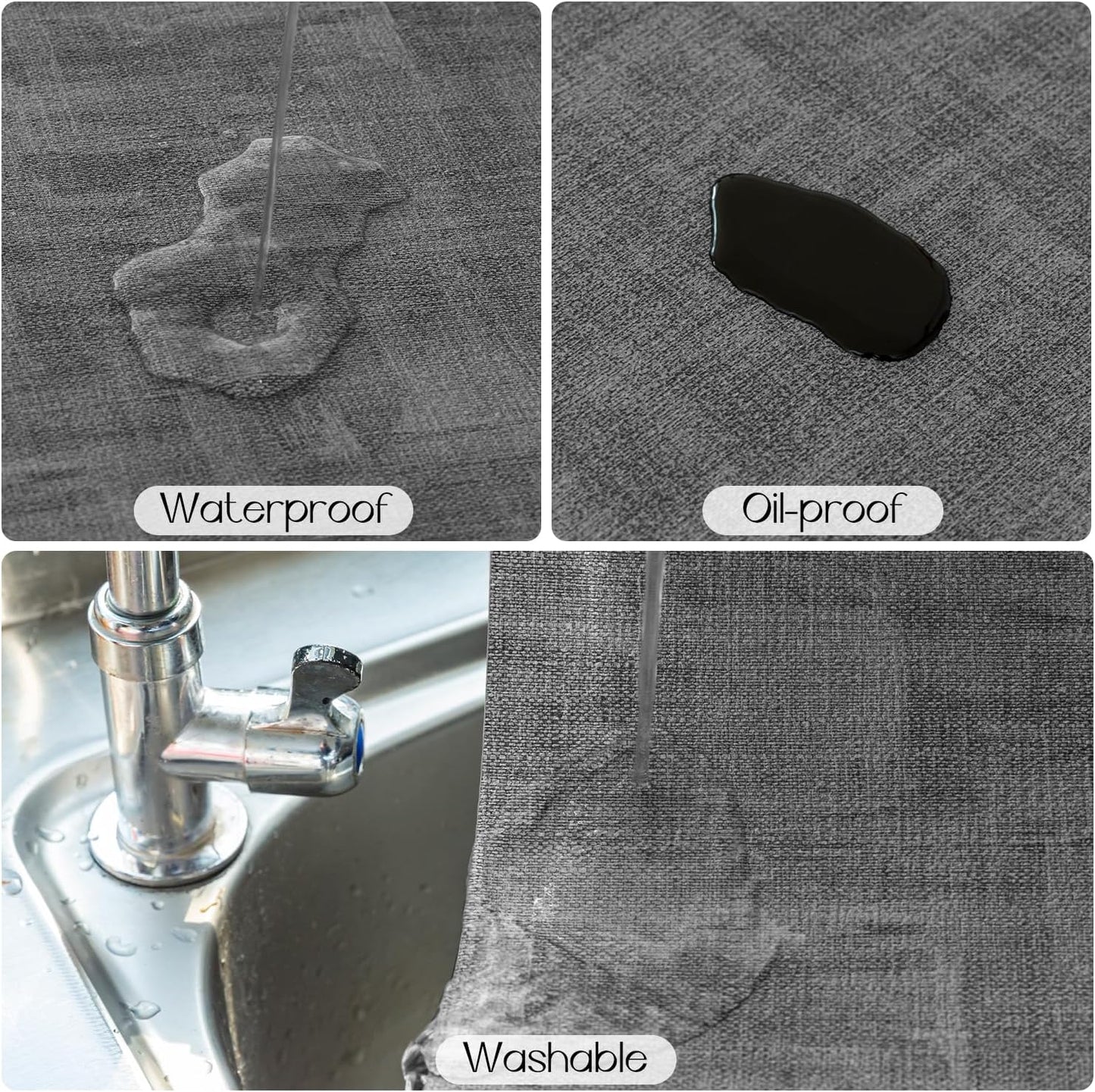 Romanstile Reversible Vinyl Placemats Set of 4, Faux Leather 100% Waterproof Oil-Proof Wipeable Place Mats, Heat Resistant Dual Sided Table Mats for Kitchen/Dining/Party (Dark Gray, 12 x 17 Inch)