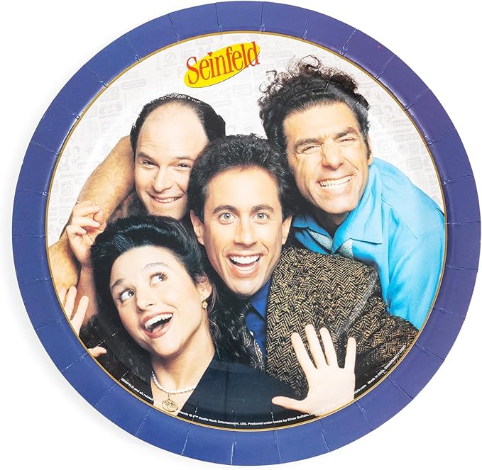 Silver Buffalo Seinfeld TV Series 60 Pack Partyware Disposable Paper Plates, Napkins, and Cups