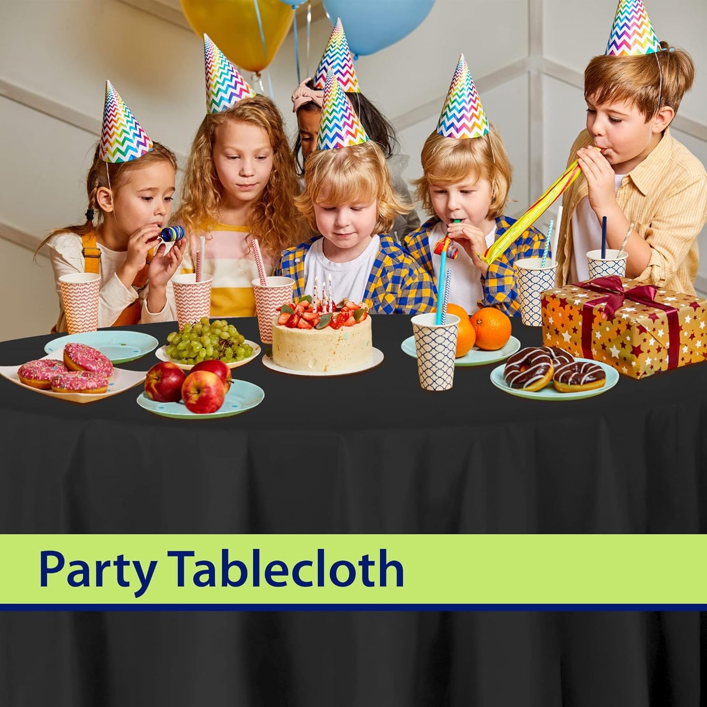 Black Disposable Plastic Tablecloth for Round Tables (36 Pack) Table Cloths for Parties, Events & Weddings, Indoors & Outdoors, 84 inches, Plastic Table Cover