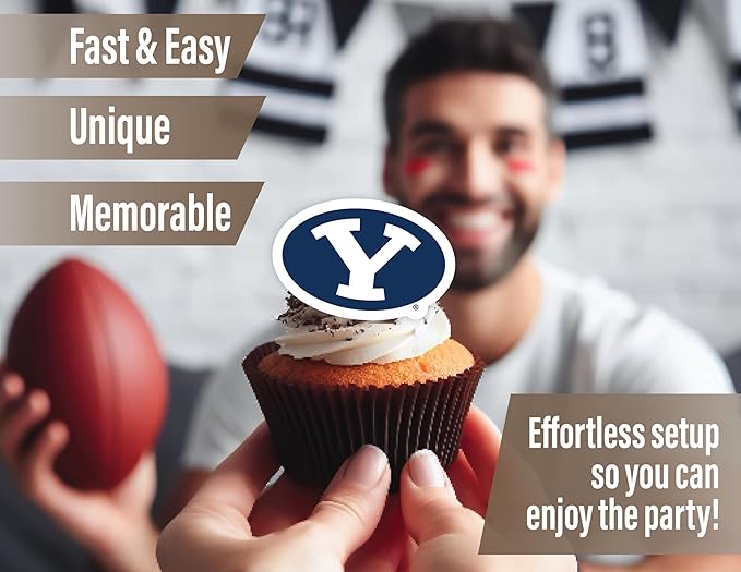 Brigham Young University Party Supplies for Cougs Football, Birthday Gift, Graduation Party Banner and Cake Toppers (42 Pieces) (BYU Cougars)