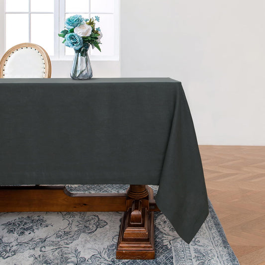 Linen World 100% Linen Tablecloth,Grey Tablecloth 108" x 60" Inch,Washable Rectangular Tablecloth for Dining,Outdoor,Weddings and Restaurants,Decorative Thanksgiving Christmas,Jacquard Weave Design