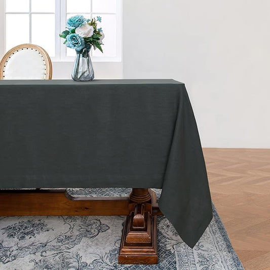Linen World 100% Linen Tablecloth,Grey Tablecloth 120" x 60" Inch,Washable Rectangular Tablecloth for Dining,Outdoor,Weddings and Restaurants,Decorative Thanksgiving Christmas,Jacquard Weave Design