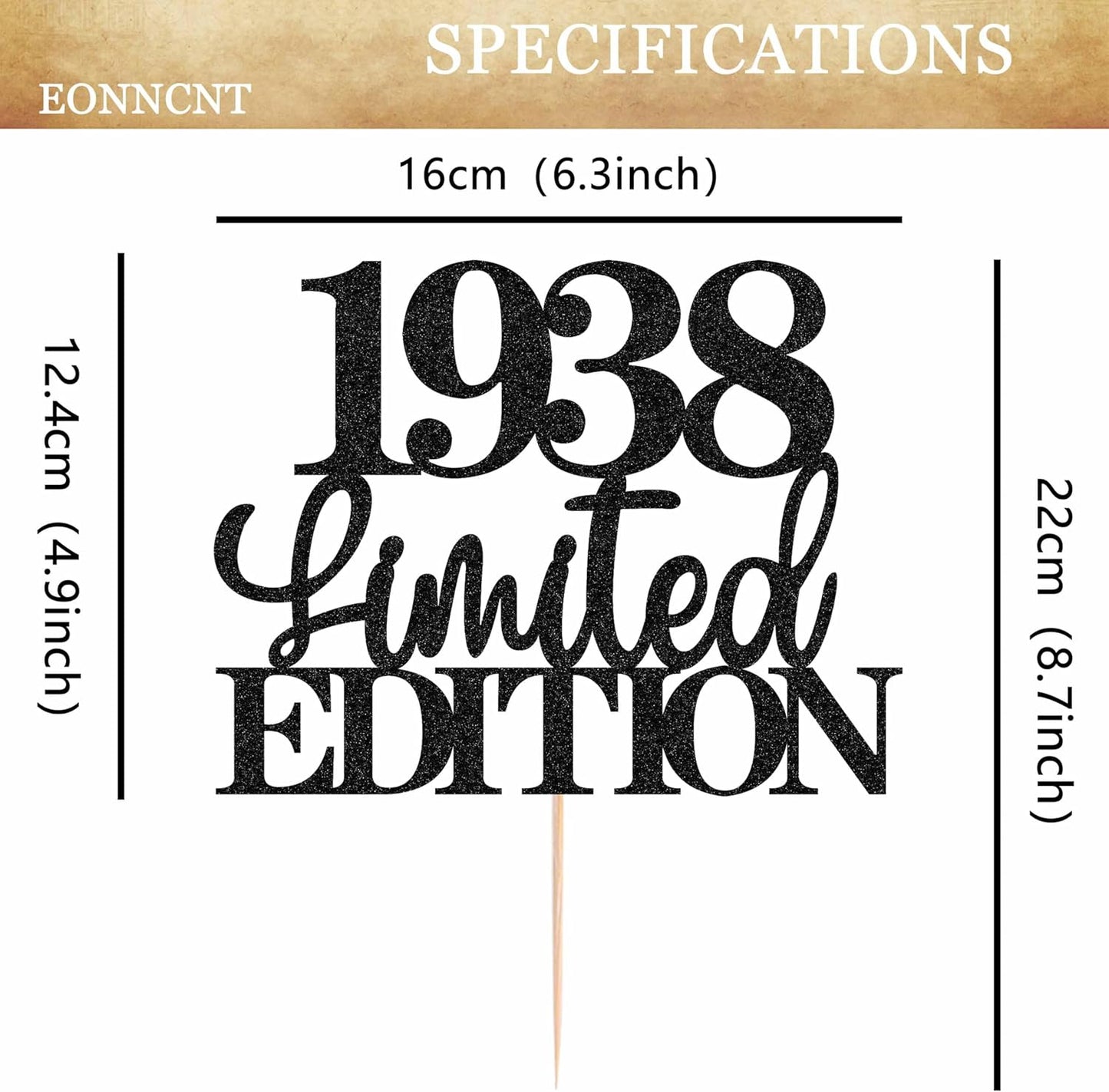 Limited EDITION 1938 Cake Topper - Black Glitter Happy 87th Birthday Party Cake Decoration Supplies, Cheer to 87 Years Cake Bunting Decor for 87th Birthday Party Photo Booth Props