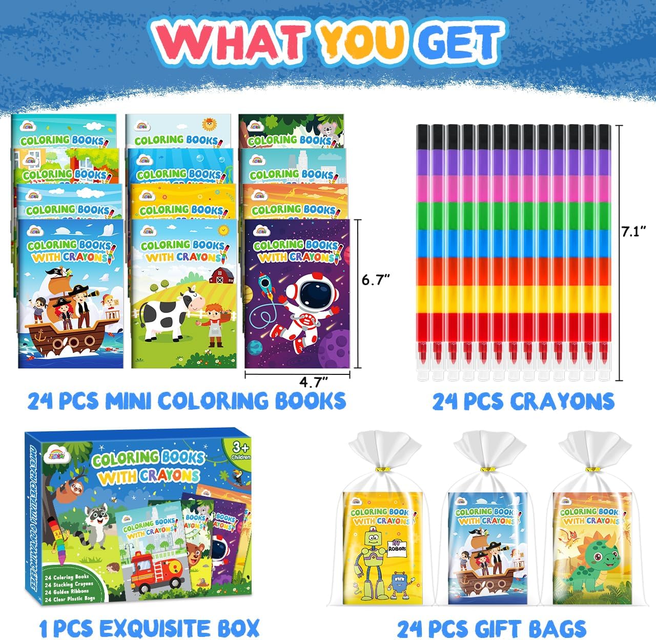 ZMLM 24 Coloring Books for Kids Party Favors: Bulk 24 Crayons Mini Coloring Books for Kids Ages 4-8 Birthday Goodie Bags Stuffers Toddlers Return Gifts Classroom Prizes Teacher Crafts (Boys)
