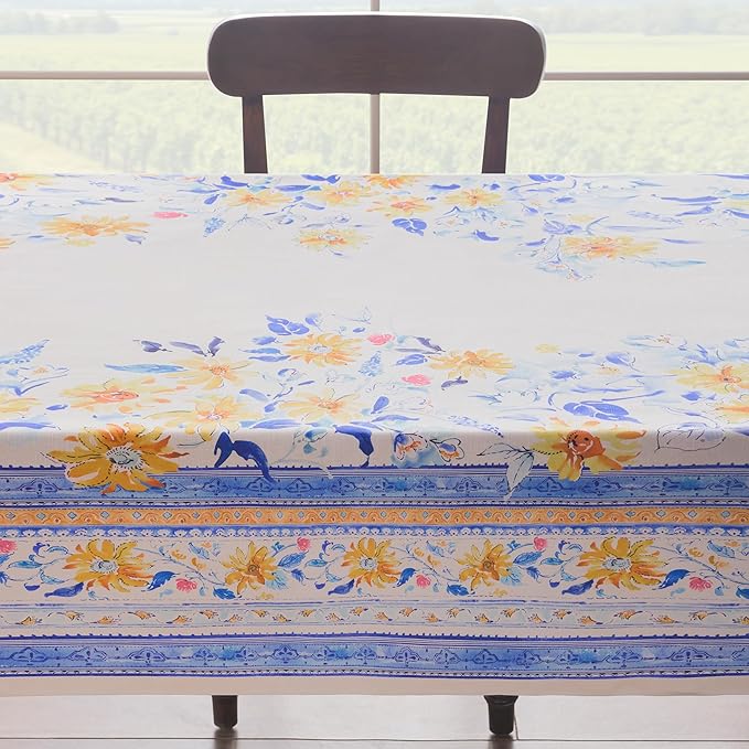 Maison d' Hermine Table Cloth Rectangle Table 100% Cotton 70 x 120 Inches Tablecloth Reusable Decorative for Dining Room Farmhouse Home Valentines Day Decorations Spring Summer - Girassol