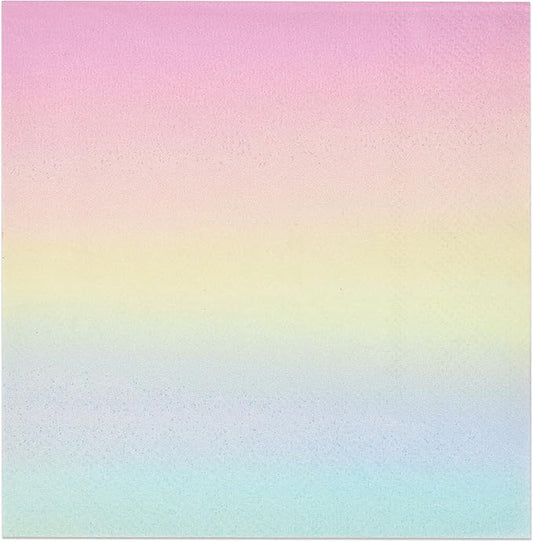 Gift Boutique 100 Count Pastel Rainbow Cocktail Beverage Napkins Disposable Paper Ombre Dessert Napkin for Summer Spring Birthday Party Supplies
