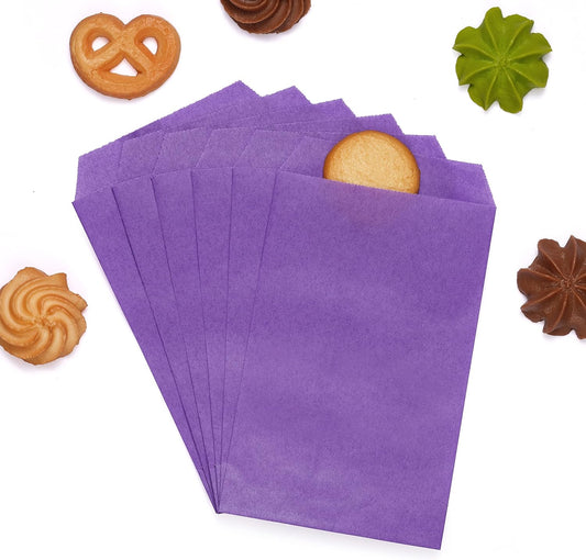 Quotidian Lavender Purple Flat Medium Greaseproof Paper Bags 4" x 6" (10 x 15.2cm) Pack of 100 - Treat Chocolate Soap Invitation Party Favor