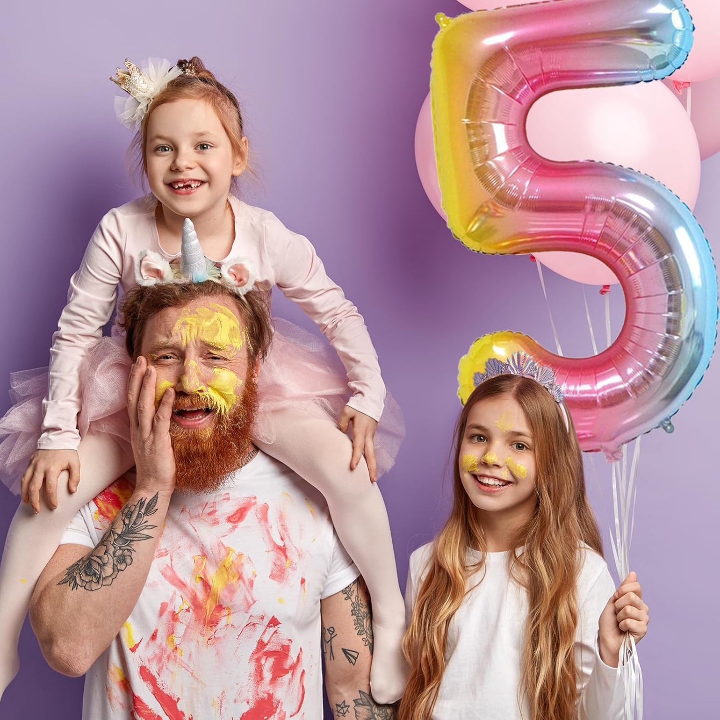 Smlpuame 40 Inch Number Balloons 0-9 Rainbow Gradient Large Number 2 Balloons, Digital Balloons for Birthday Party Celebration Decorations, Helium Foil Number Balloons for Wedding Anniversary