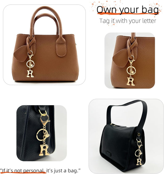 Gold Bubble Heart Initial Bag Charms for Handbags – Cute Initial Letter Keychain for Women, Purse Charms, Gold Gift