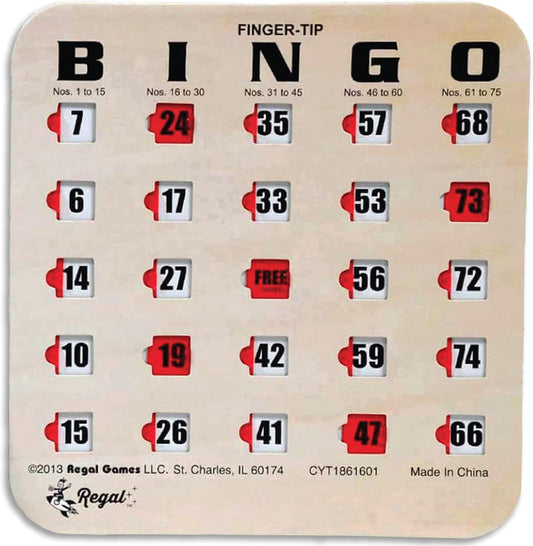 Regal Bingo Bulk Bingo Cards with Sliding Windows - Reusable Large Print Bingo Game Cards for Adults Large Group - 200 Pack, Woodgrain