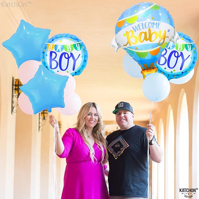 KatchOn, Welcome Baby Boy Balloons - 31 Inch, Pack of 5 Its A Boy Balloon Set | Balloons for Welcome Home Baby Boy Decorations | Baby shower decorations for boys