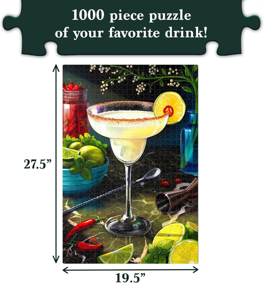 Jigsaw Puzzle 1000 Pieces - The Margarita, Brain-Boosting Fun for Adults, Families, Friends, Christmas, Game Nights, Gifts for Cocktail Lovers, Poster Included, Finished Size 27.5" x 19.5"