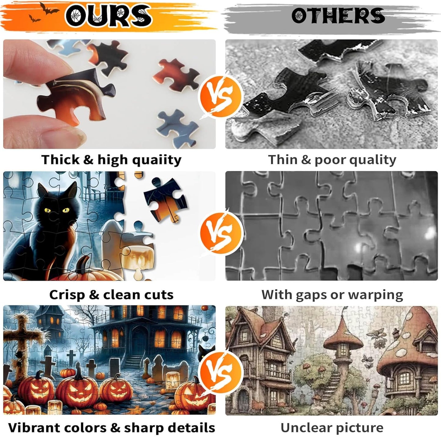 1000 Piece Halloween Puzzles for Adults Kids: Haunted House Mansion Puzzle Party Game Toy Gifts for 3+ Years Old Boys Girls Halloween Nightmare Before Christmas Jigsaw Puzzle for All Ages