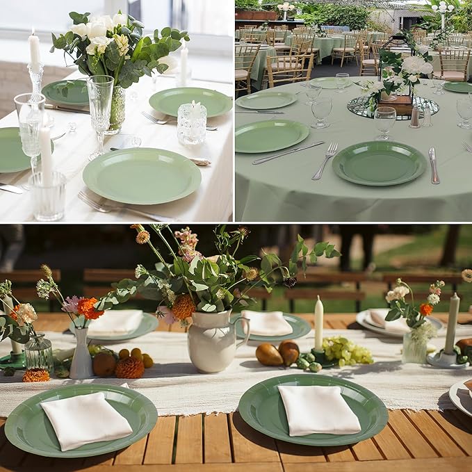 Kochorie 60 Pieces Sage Green Disposable Paper Plates 9 Inch Heavy Duty Dinner Plates, Solid Color, Table Decorations Party Supplies for Birthdays, Weddings, Daily Use