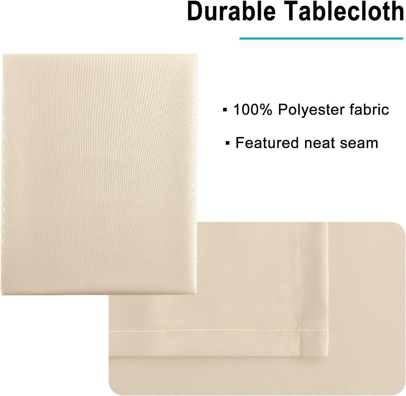 Hiasan Square Tablecloth - Waterproof and Spillproof Washable Fabric Table Cloth for Dining Room Kitchen, Beige, 70 x 70 Inch