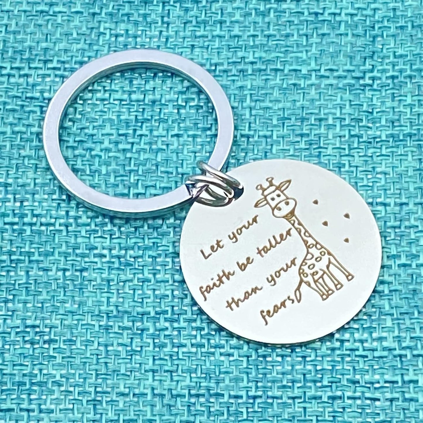 Giraffe Spiritual Themed Keychain - Let Your Faith Be Taller Than Your Fears - Religious Gift for Women, Giraffe Lovers, Friends, Family - Birthday, Graduation Jewelry