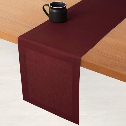 D'Moksha Homes Linen Dark Red Table Runner 90 Inches Long - 100% Pure Linen 14 x 90 Inch Table Runner for Dining, Fall, Autumn and Halloween - Machine Washable