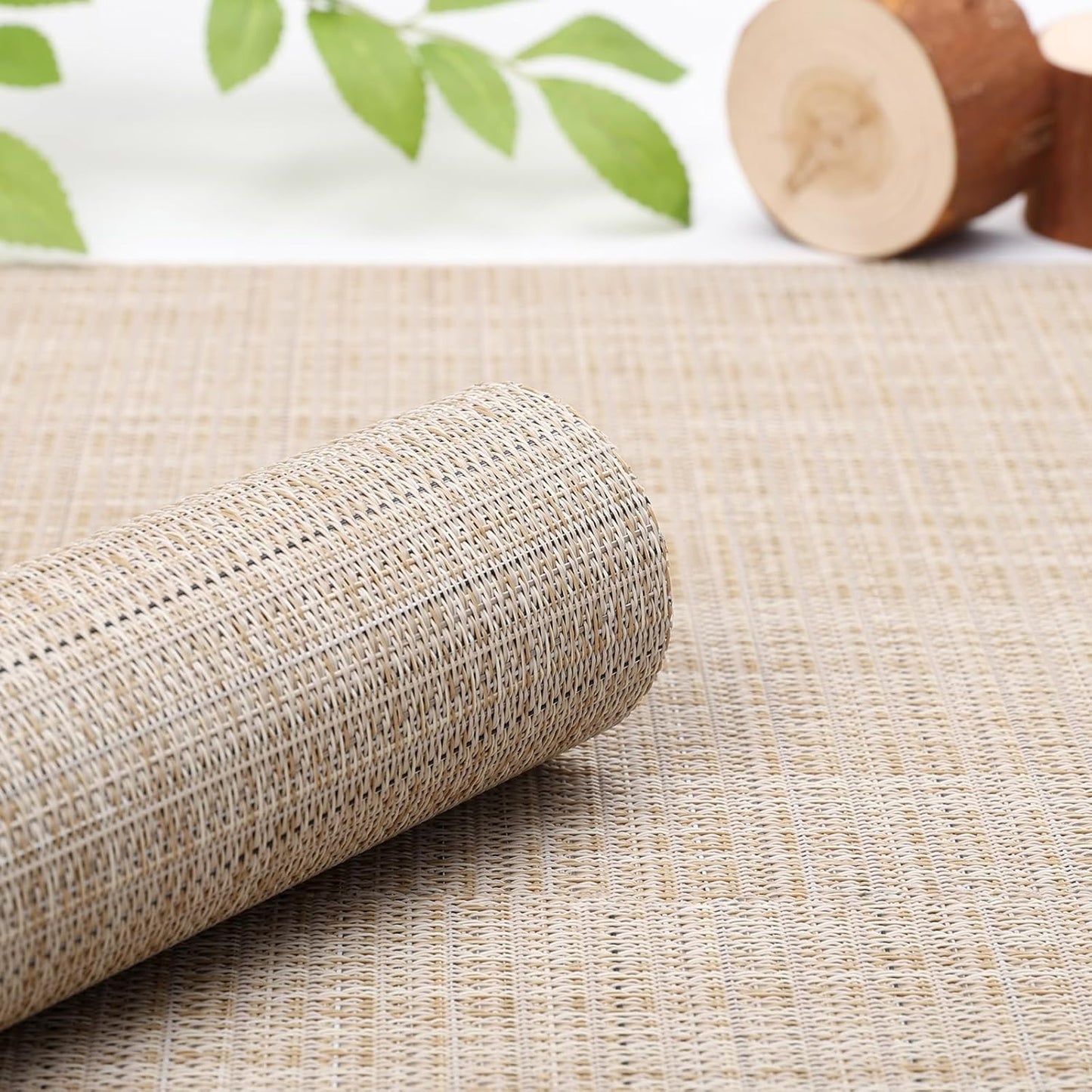 Myir JUN Table Runner, Vinyl Table Runner Indoor 72 Inch Long Arbitrarily Cropped Runner for Table Heatproof for Home Party (Beige, 12 x 72 inch)