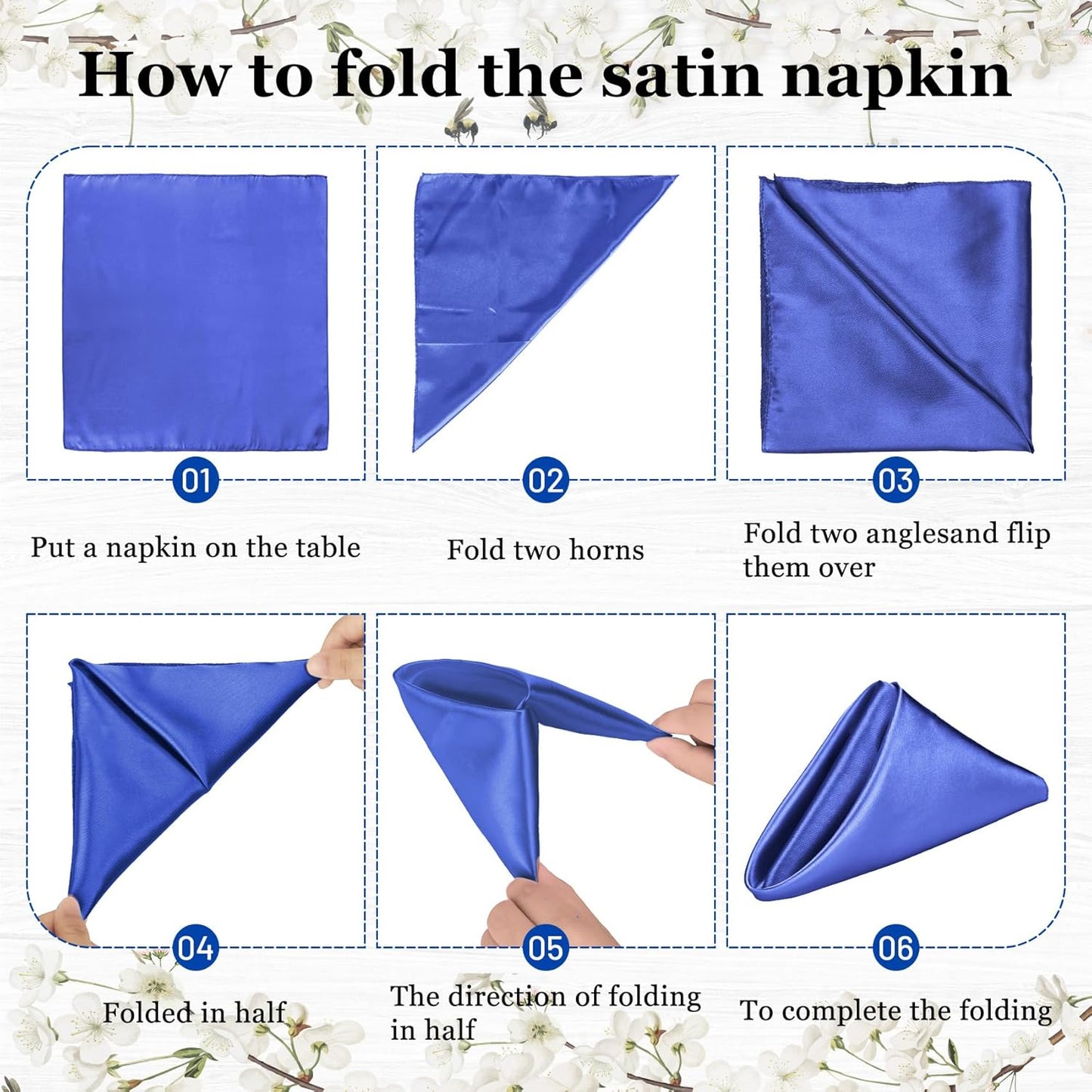 Bailarina 40 Pack Royal Blue Satin Napkins,17x17 Inches Wedding Napkins Square Soft Silky Table Napkins Bulk Decorative Elegant Cloth Napkin for Party Decoration, Banquet,Wedding,Graduation