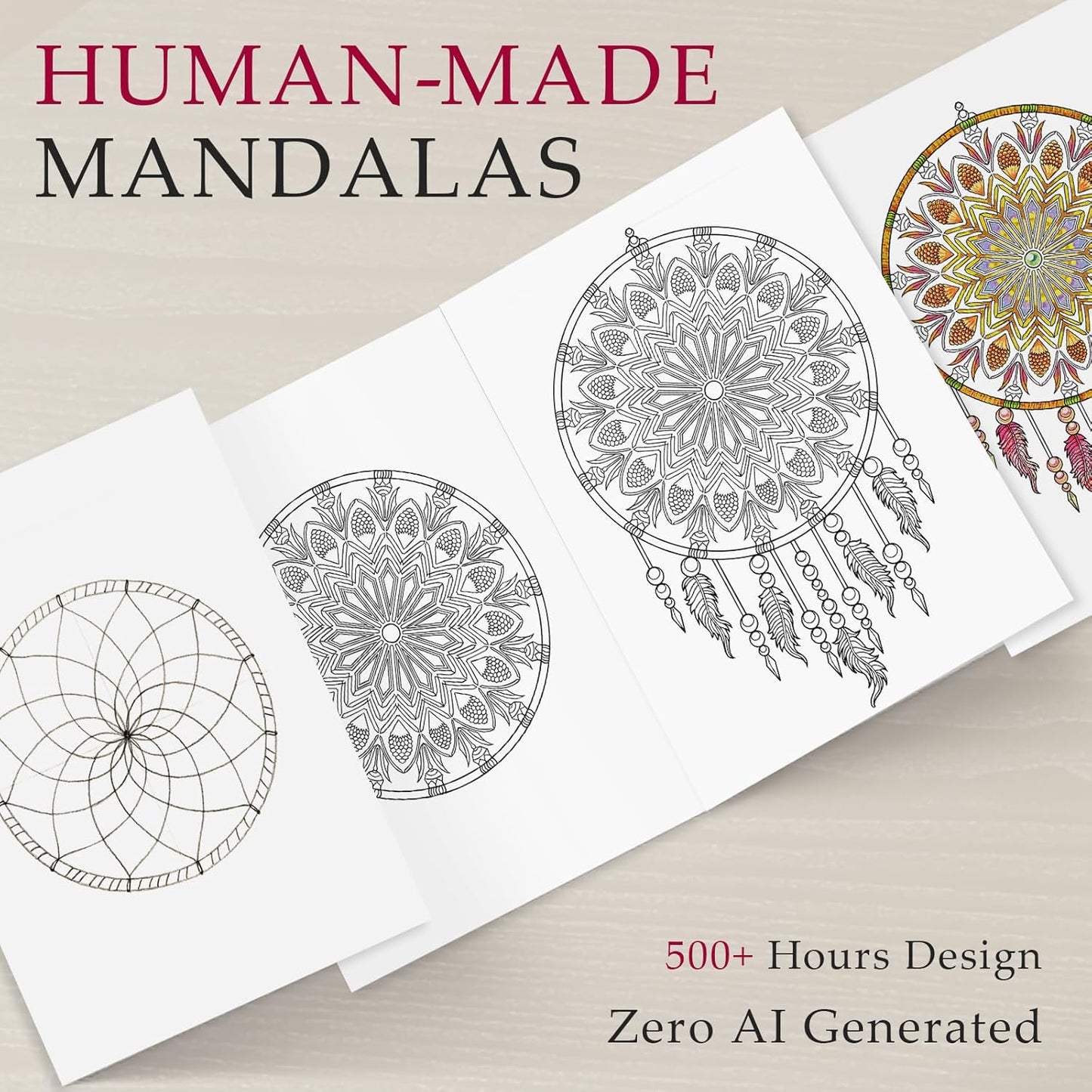 Mandala Coloring Book for Women Relaxation, 50 Patterns Spiral Bound Mindfulness Coloring Books for Adult with 36 Dual-tip Markers, Inspirational Gift for Women, Hardcover Adult Coloring Books Set