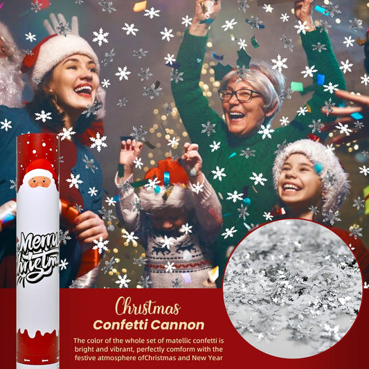 Christmas Confetti Cannon 2 Pack Snowflake Confetti Poppers 12 inch Party Poppers with White Snowflake Confetti for Winter Holiday Celebrations New Year’s Eve Christmas Parties Festive Events