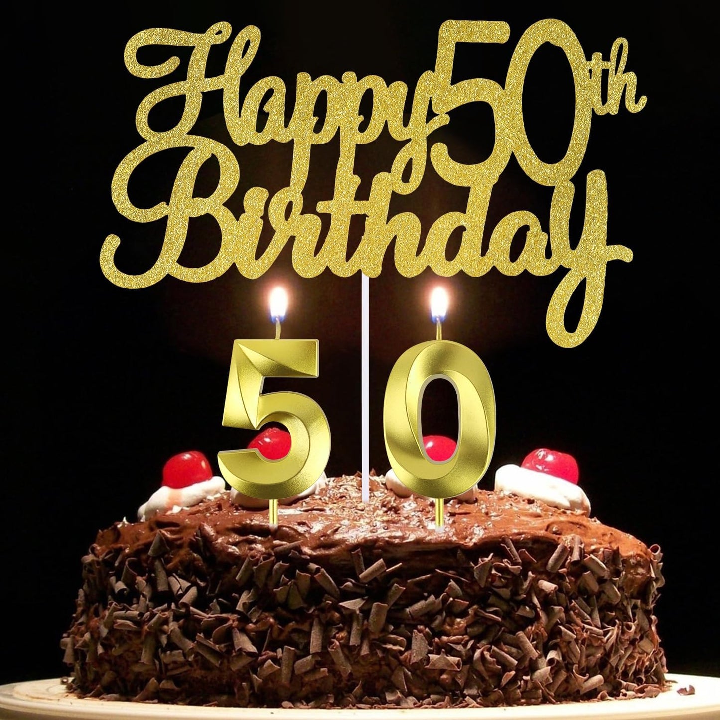 Happy 50th Birthday Cake Topper 50th Birthday Candles, 50 th Birthday Cake Decorations, 50 Cake Topper Number 50 Candles, 50 Birthday Decorations for Men and Women (50)
