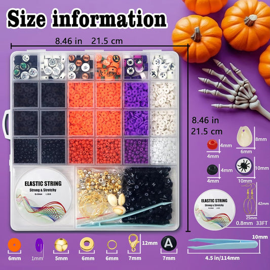 YMSDZHL 3300+PCS Clay Beads Bracelet Making Kit,Halloween DIY Flat Preppy Beads for Friendship Jewelry Making,Polymer Heishi Beads with Charms Gifts for Teen Girls Crafts for Ages 4-12