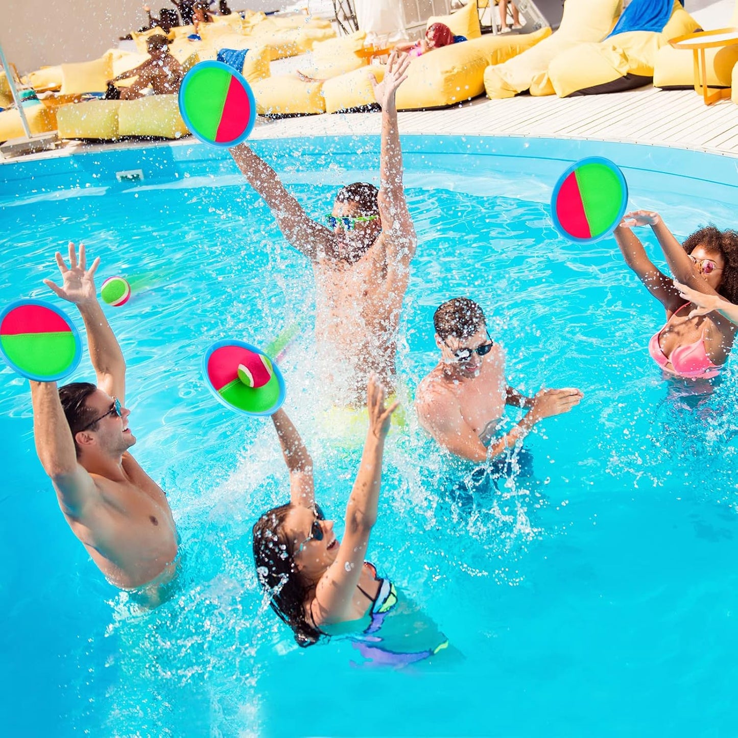 Ayeboovi Toss and Catch Ball Set with 8 Paddles 4 Balls Outdoor Beach Pool Toys for 3 4 5 6 7 8 Year Old Boys Girls Birthday Gift Stocking Stuffers Outside Camping Lawn Yard Games for Kids and Family
