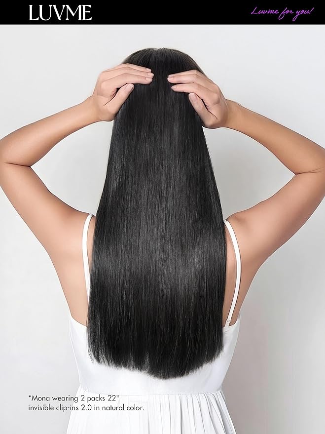 LUVME Straight Seamless 110g 7Pcs Clip in Hair Extensions Full Max with 18inch Remy Human Hair Extensions, Natural Black 100% Real Soft Human Hair