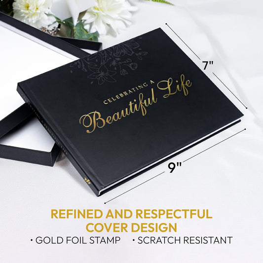 Celebration of Life Guest Book – Funeral Guest Book for Memorial Service | in Loving Memory Sign in Registry | Timeless Hardcover for Condolences and Reception,