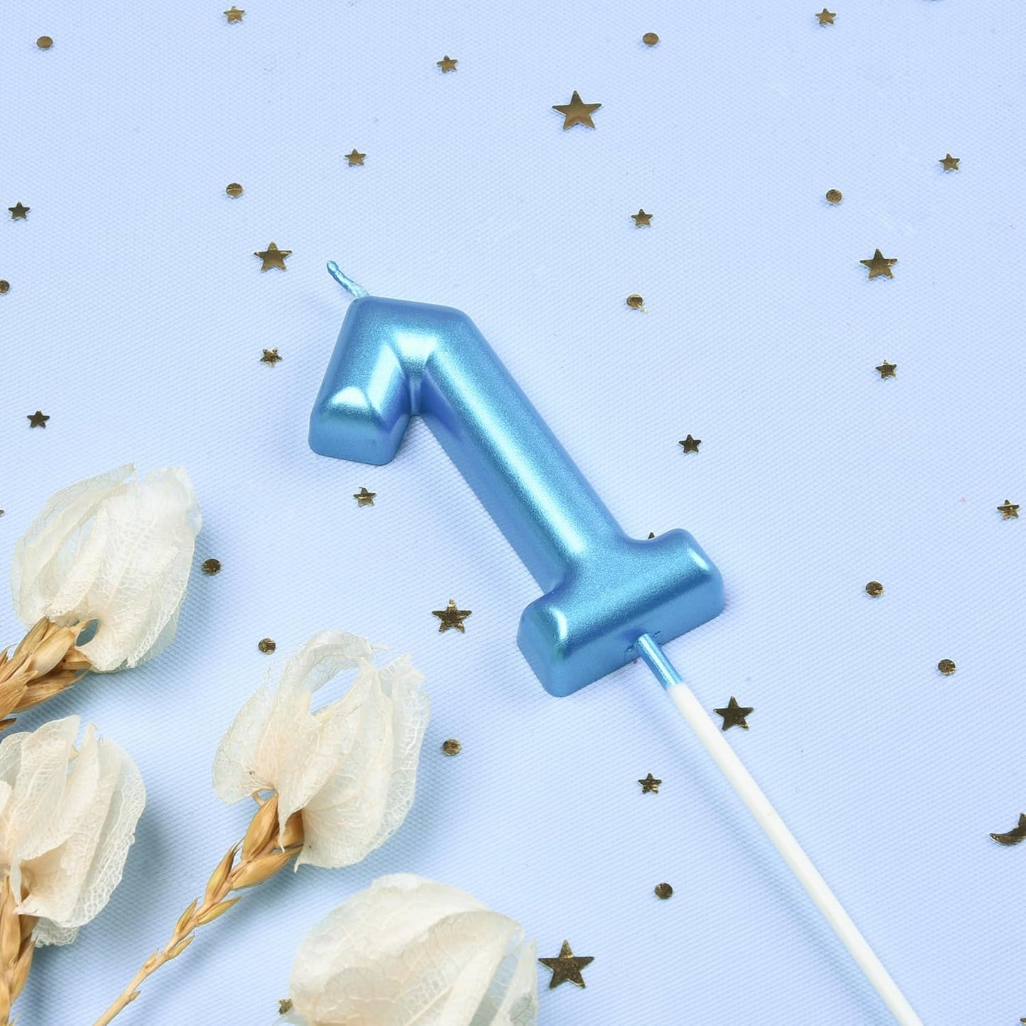 PHD CAKE 2.76 inch Classical Blue 1 Number Birthday Candles, Blue Number Candles, Cake Number Candles, Party Celebration