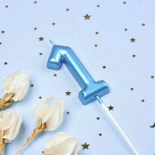 PHD CAKE 2.76 inch Classical Blue 1 Number Birthday Candles, Blue Number Candles, Cake Number Candles, Party Celebration