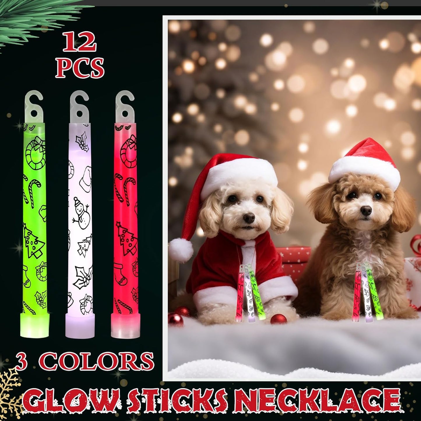 Jenaai 12 Pcs Christmas Glow Sticks Bulk Hanging Wands 6 Inch Mini Sticks Christmas Bags Fillers Glow in the Dark Party Favors Supplies (Snowman)