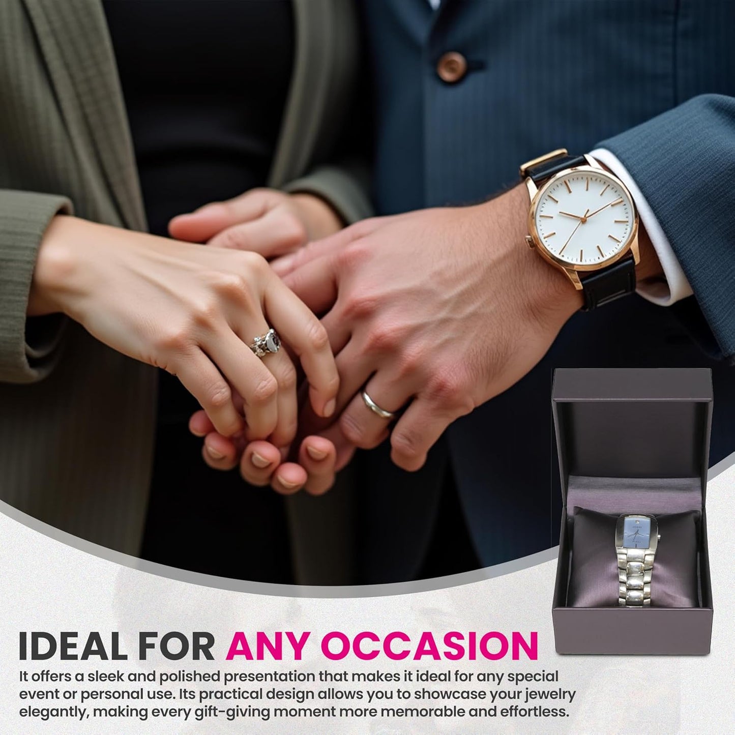 Novel Box Purple Jewelry Box for Watch/Bangles 4x4x3 Inches - Watch/Bangle Gift Box for Proposal Wedding Engagement - Faux Leatherette Jewelry Display Box - Gift Presentation Boxes for Watch/Bangles