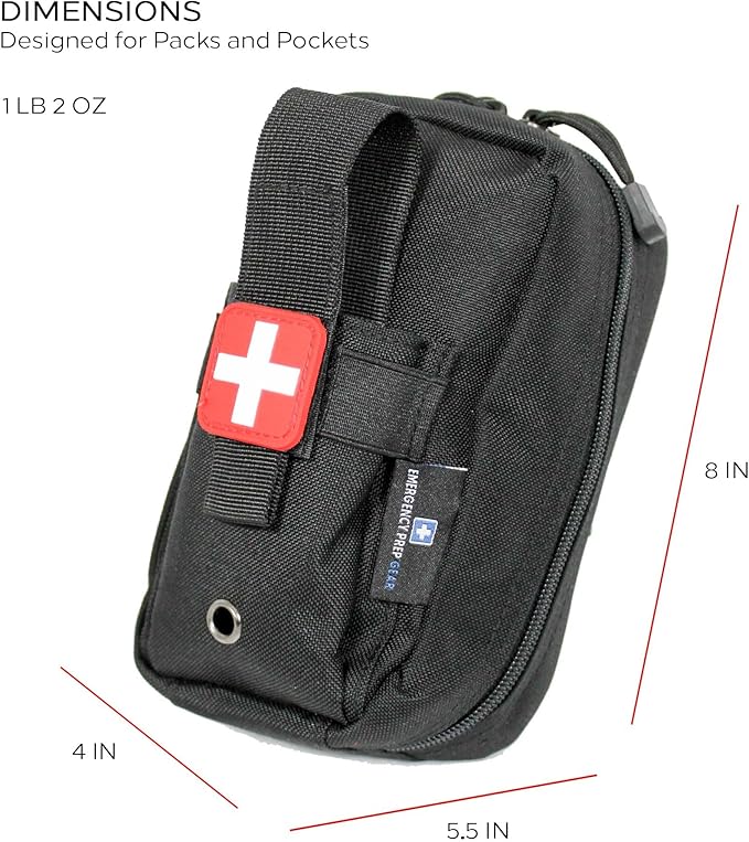 EPG Field First Aid Kit (IFAK) | 44 Piece | Compact Personal First Aid Kit | Backpacking, Camping, Emergency, Travel, Tactical, Go Bag, Bug Out Bag, 72 Hour Kit, Essentials, EDC, Survival IFAK (Black)