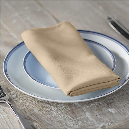 LA Linen 10-Pack Poly Poplin Napkin, Soft Cloth Napkins, Washable Reusable Napkins, Stain and Wrinkle Resistance Table Napkins for Dinner, Wedding, Parties, 17 by 17-Inch, Khaki