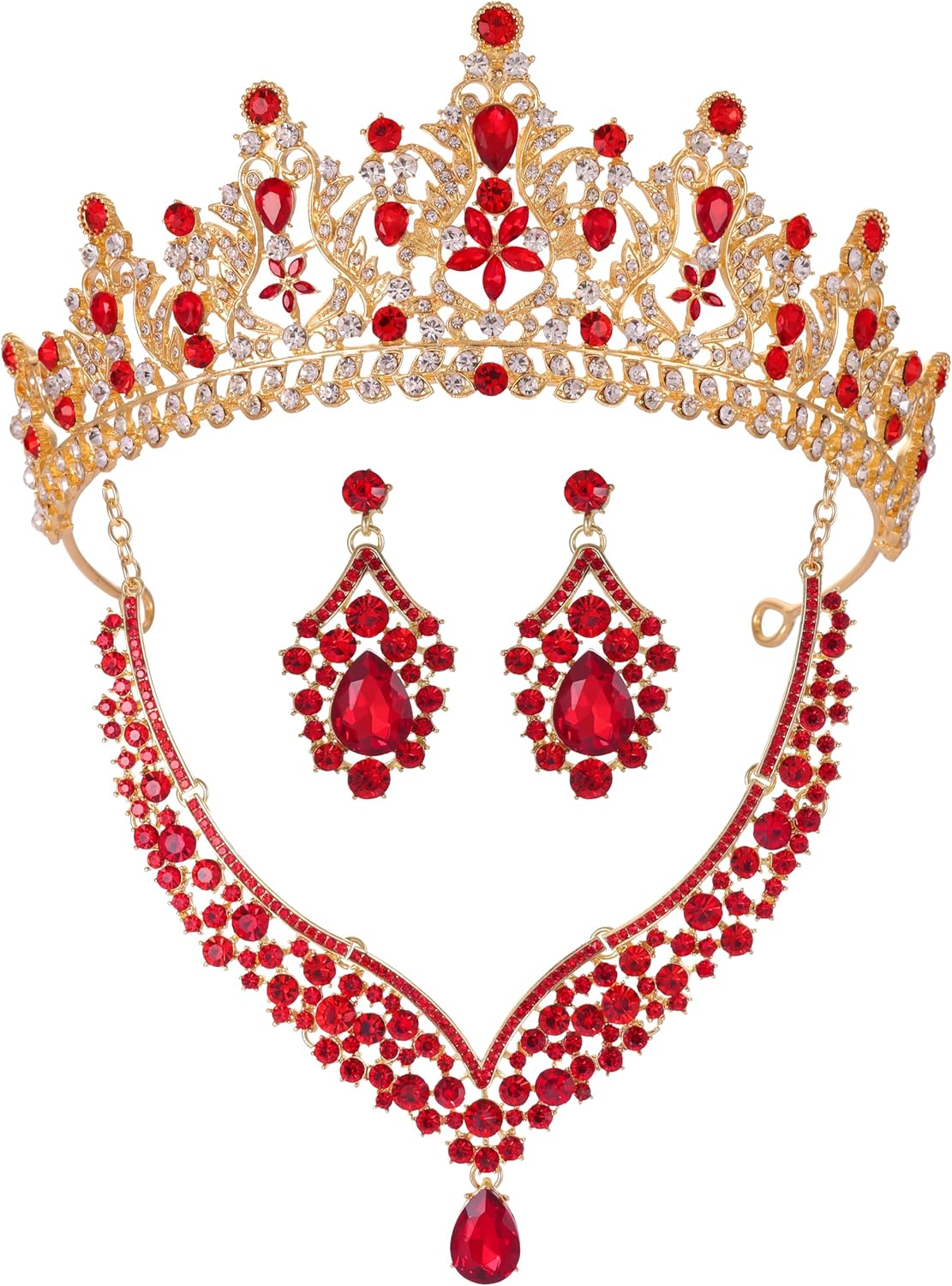 Kamirola Tiaras and Crowns for Women,Tiaras Earrings Necklace, Crystal Bridal Jewelry Set, Costume Party Halloween Prom Pageant Jewelry for Women Girls(TR42)