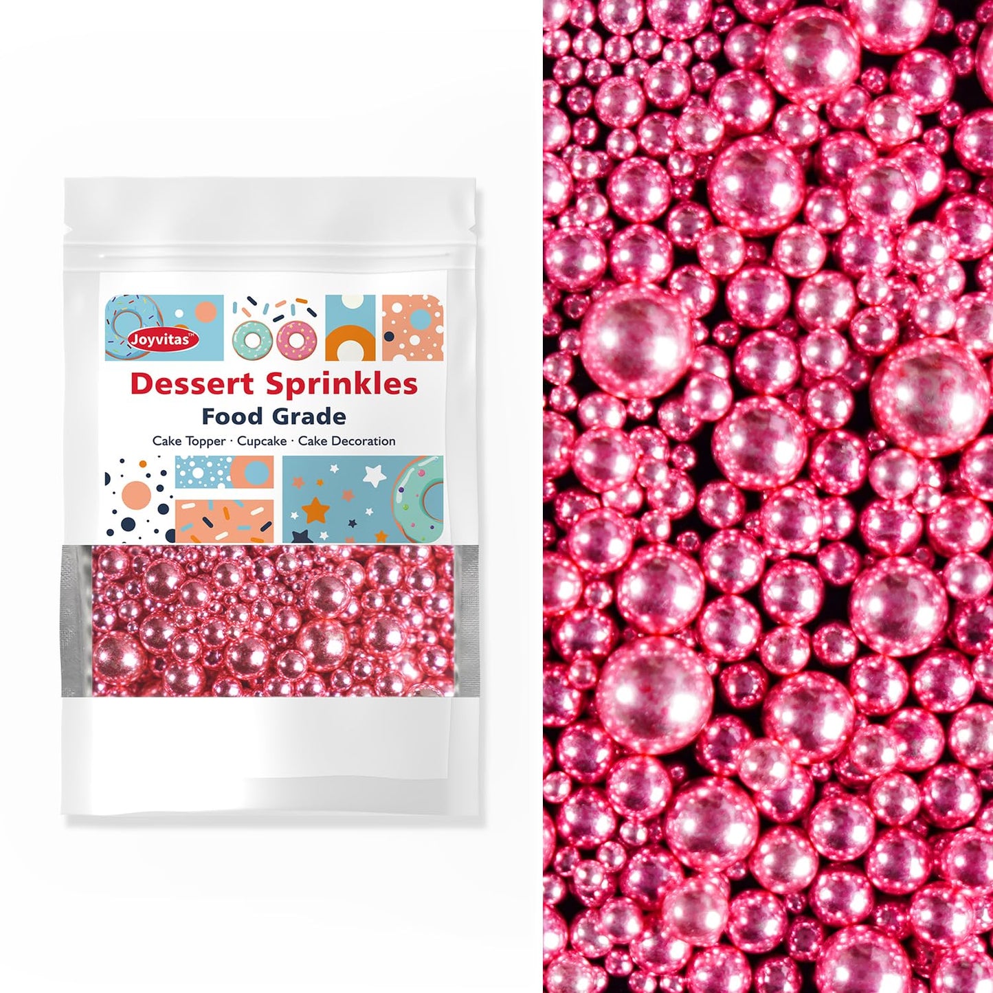 Rose Gold Pearl Sprinkles, Baking Sugar Sprinkles for Cake Decorating, 150g/5.29oz, Mix Size, Cake Decorations, Cupcake, Cookie, Foodgrade Topper, Wedding Party, Christmas Supplies